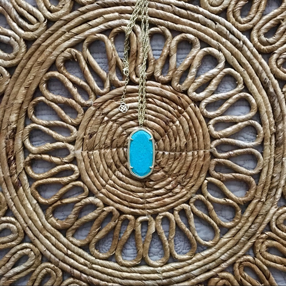 Kendra Scott Turquoise Long Gold Necklace